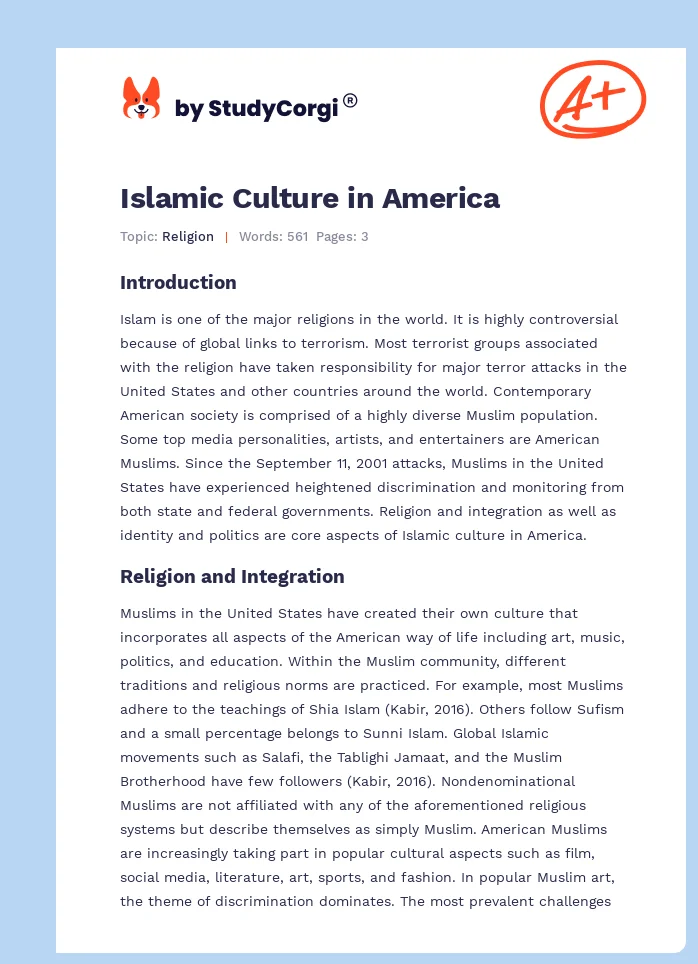 Islamic Culture in America. Page 1