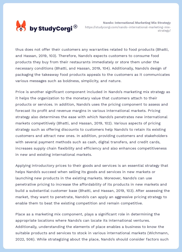Nando: International Marketing Mix Strategy. Page 2