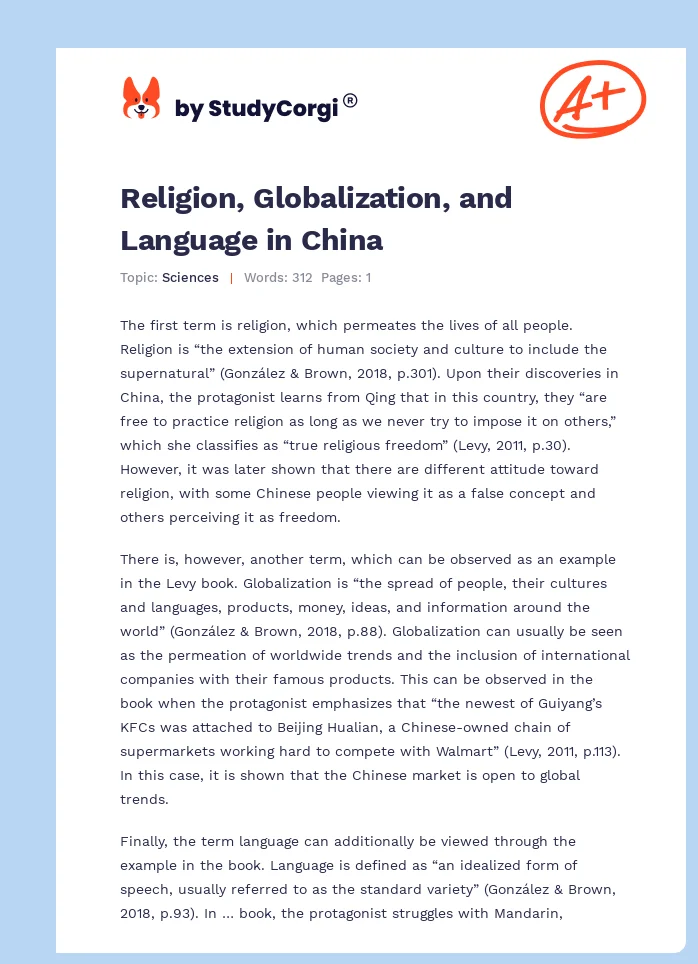 Religion, Globalization, and Language in China. Page 1