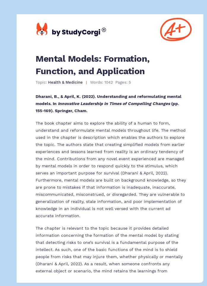 Mental Models: Formation, Function, and Application. Page 1