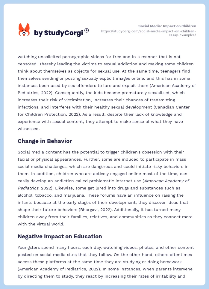 Social Media: Impact on Children. Page 2