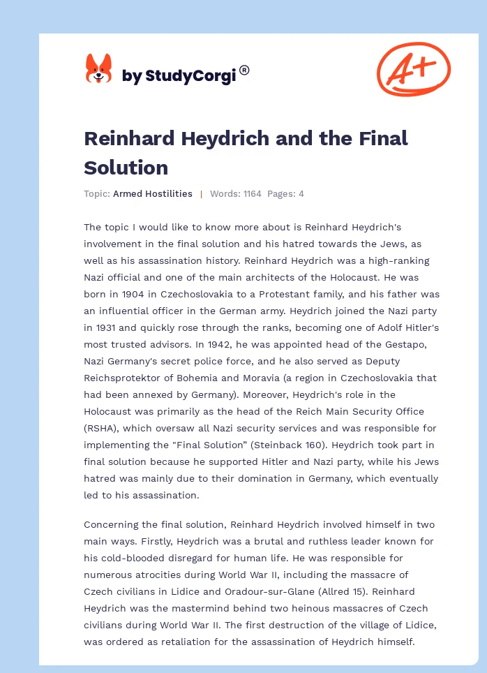 Reinhard Heydrich and the Final Solution. Page 1
