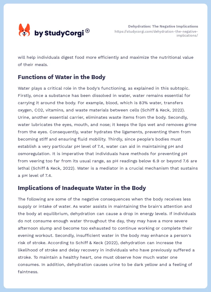 Dehydration: The Negative Implications. Page 2