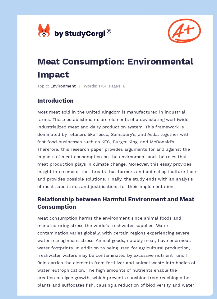 Meat Consumption: Environmental Impact. Page 1