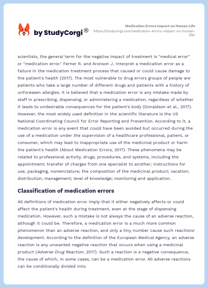 Medication Errors Impact on Human Life. Page 2