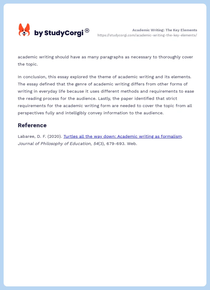 Academic Writing: The Key Elements. Page 2