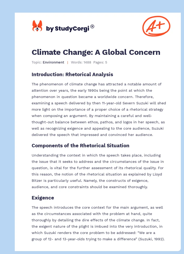 Climate Change: A Global Concern. Page 1
