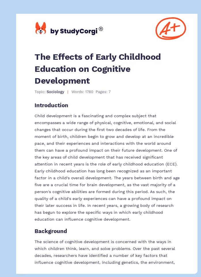The Effects of Early Childhood Education on Cognitive Development. Page 1