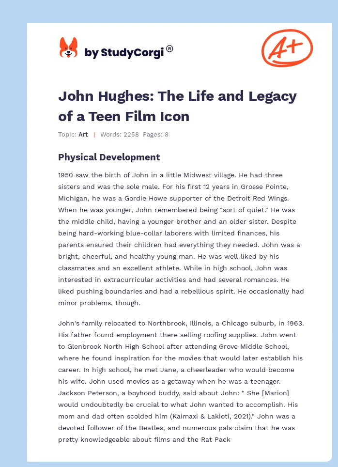 John Hughes: The Life and Legacy of a Teen Film Icon. Page 1