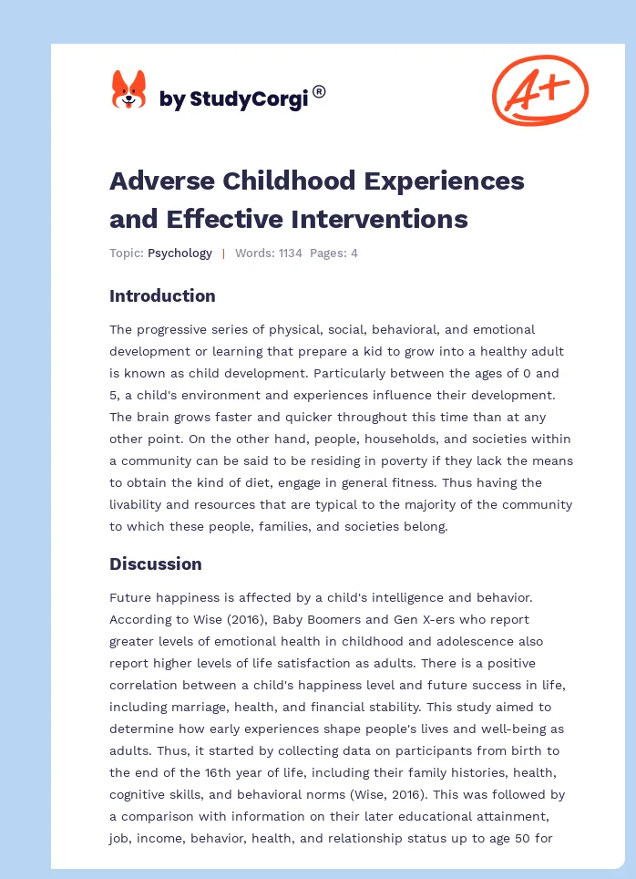 Adverse Childhood Experiences and Effective Interventions. Page 1