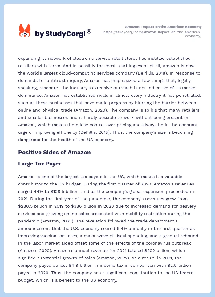 Amazon: Impact on the American Economy. Page 2