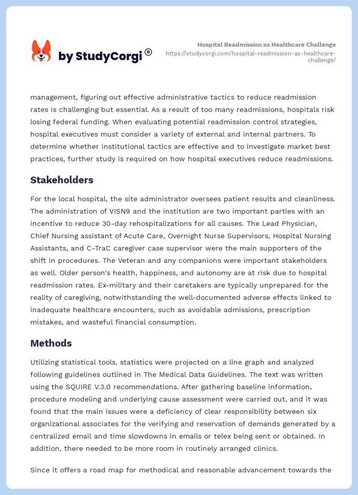 Hospital Readmission as Healthcare Challenge. Page 2