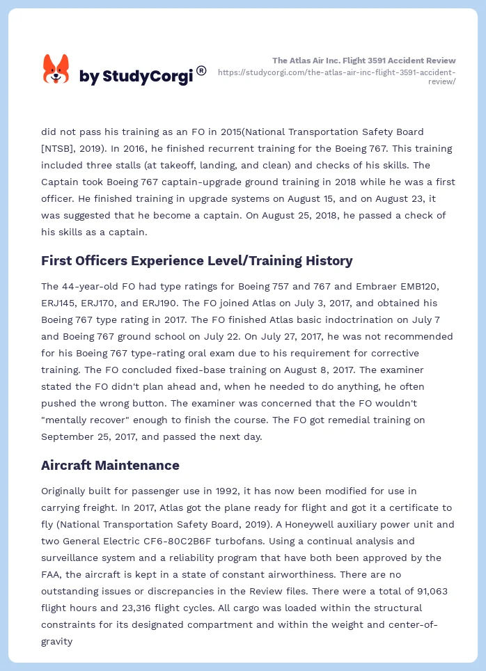The Atlas Air Inc. Flight 3591 Accident Review. Page 2