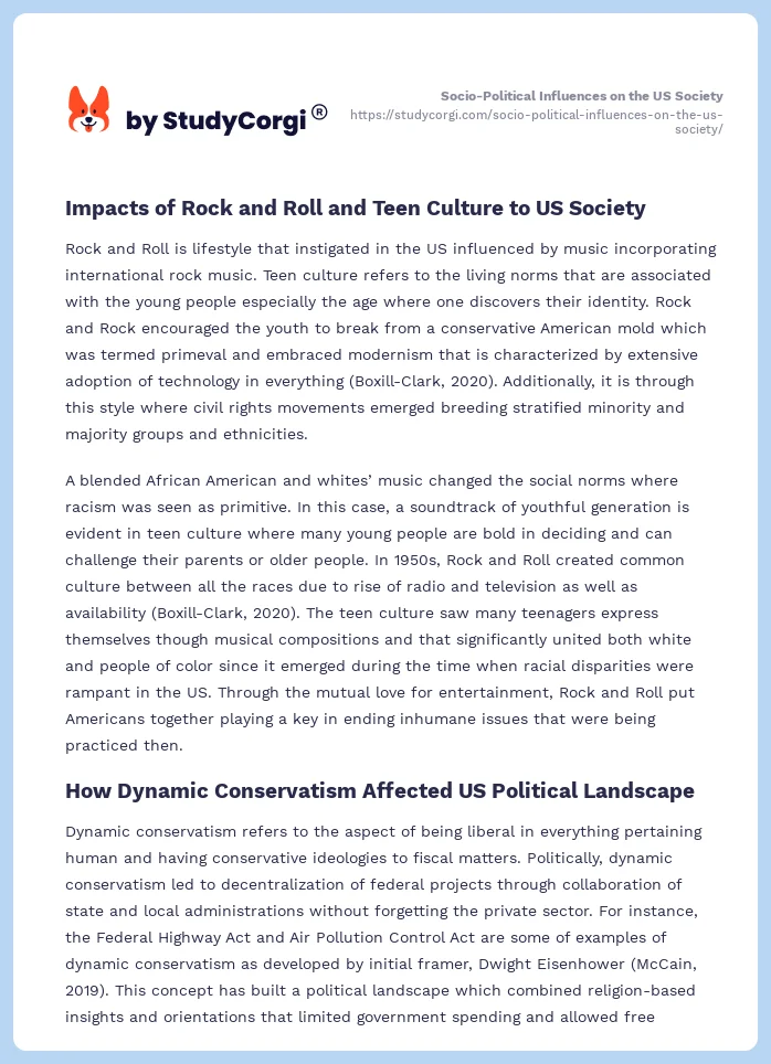 Socio-Political Influences on the US Society. Page 2