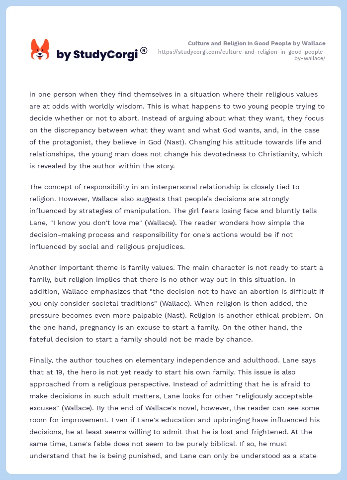 Culture and Religion in Good People by Wallace. Page 2