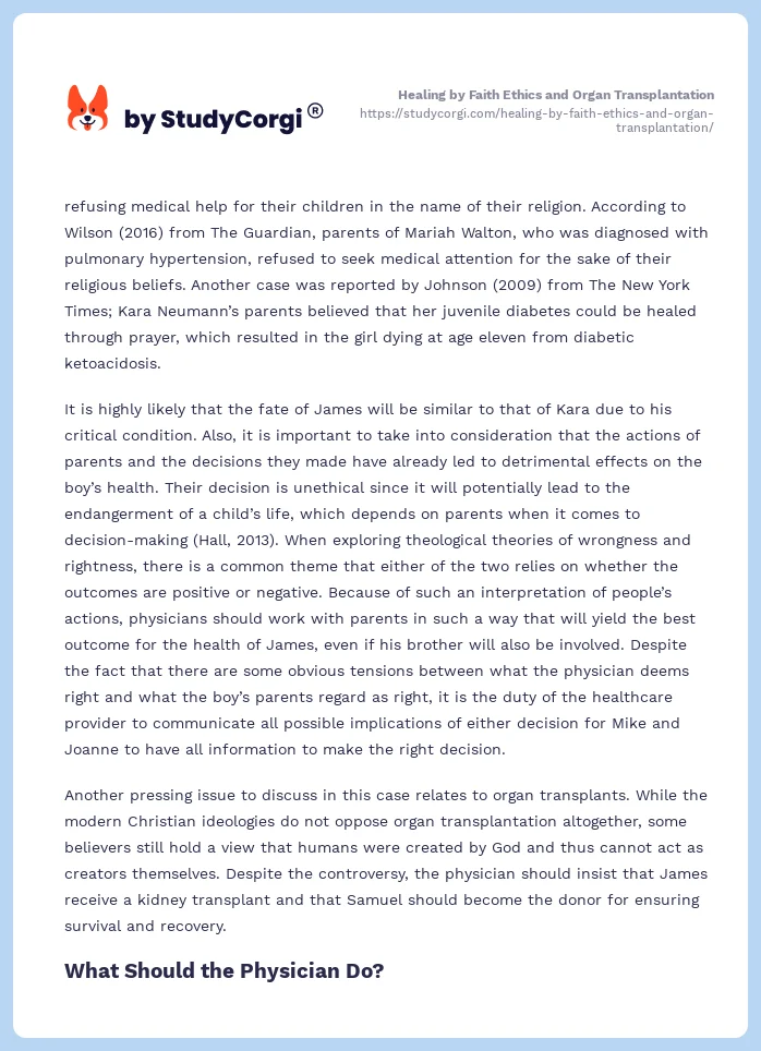 Healing by Faith Ethics and Organ Transplantation. Page 2