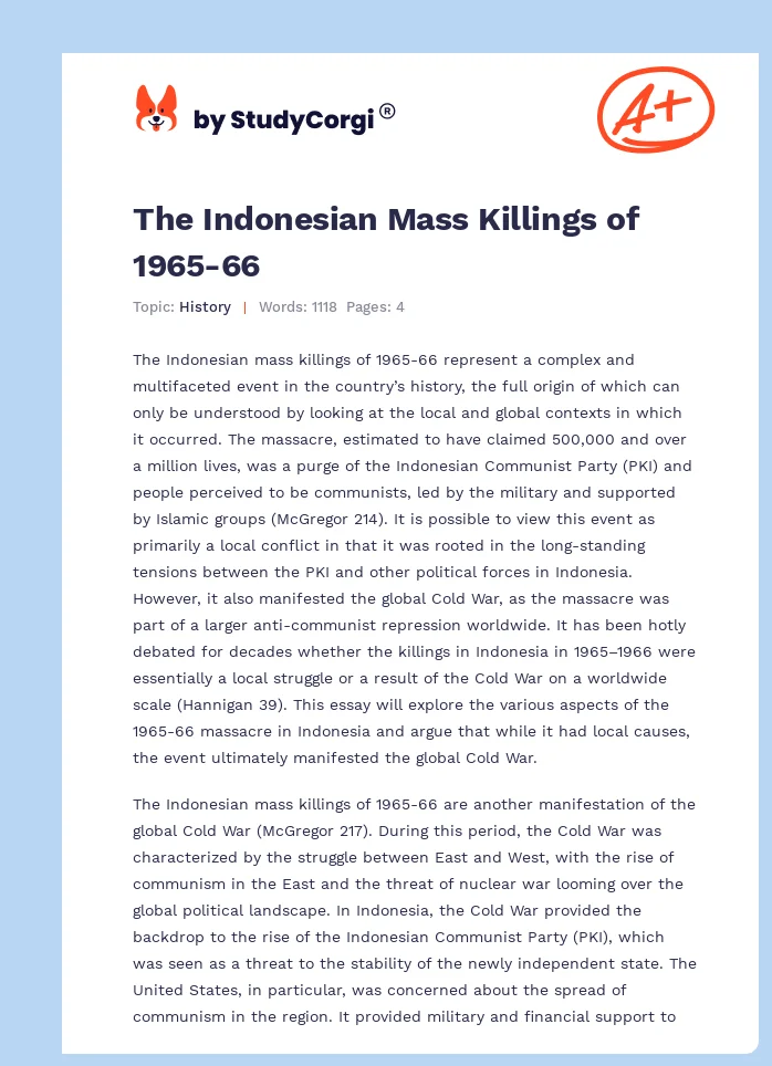 The Indonesian Mass Killings of 1965-66. Page 1