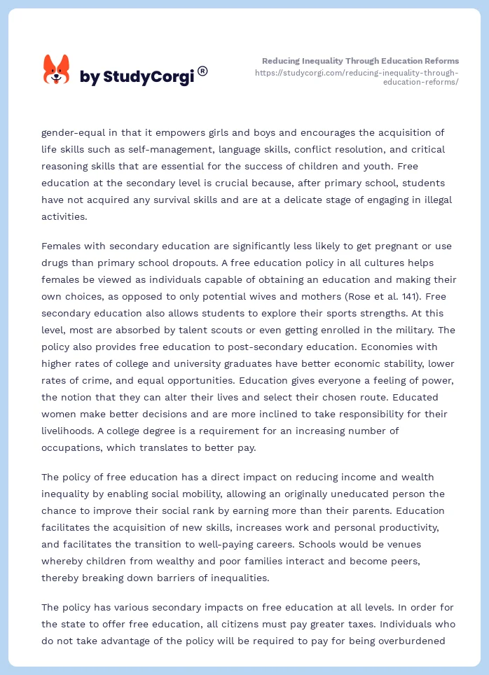 Reducing Inequality Through Education Reforms. Page 2