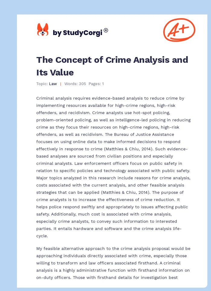 The Concept of Crime Analysis and Its Value. Page 1