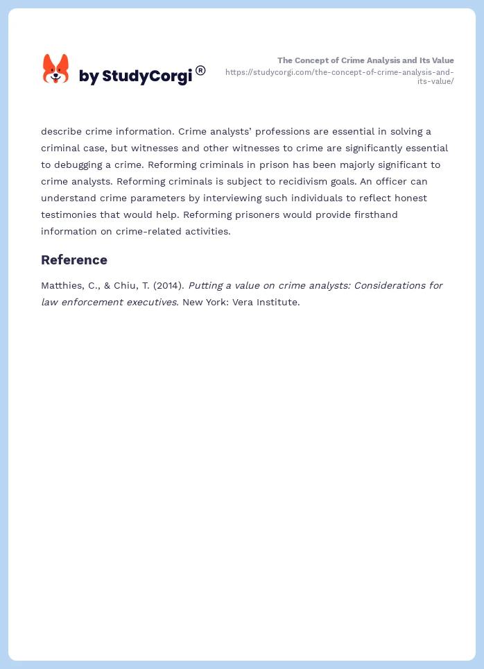 The Concept of Crime Analysis and Its Value. Page 2