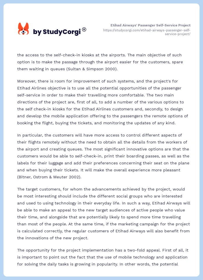 Etihad Airways' Passenger Self-Service Project. Page 2