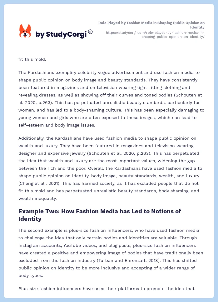 Role Played by Fashion Media in Shaping Public Opinion on Identity. Page 2