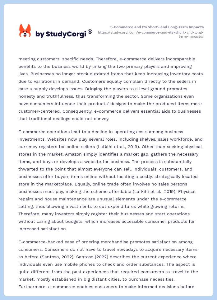 E-Commerce and Its Short- and Long-Term Impacts. Page 2