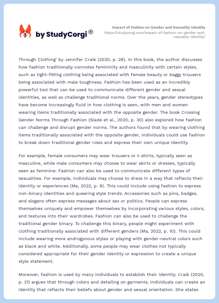 Impact of Fashion on Gender and Sexuality Identity. Page 2