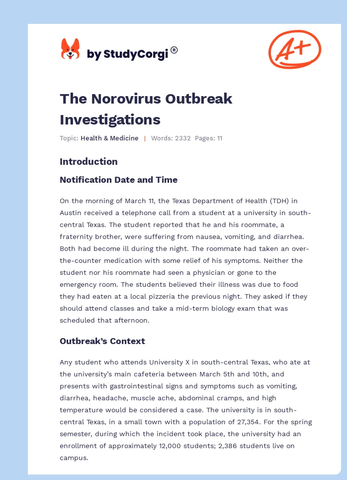The Norovirus Outbreak Investigations. Page 1