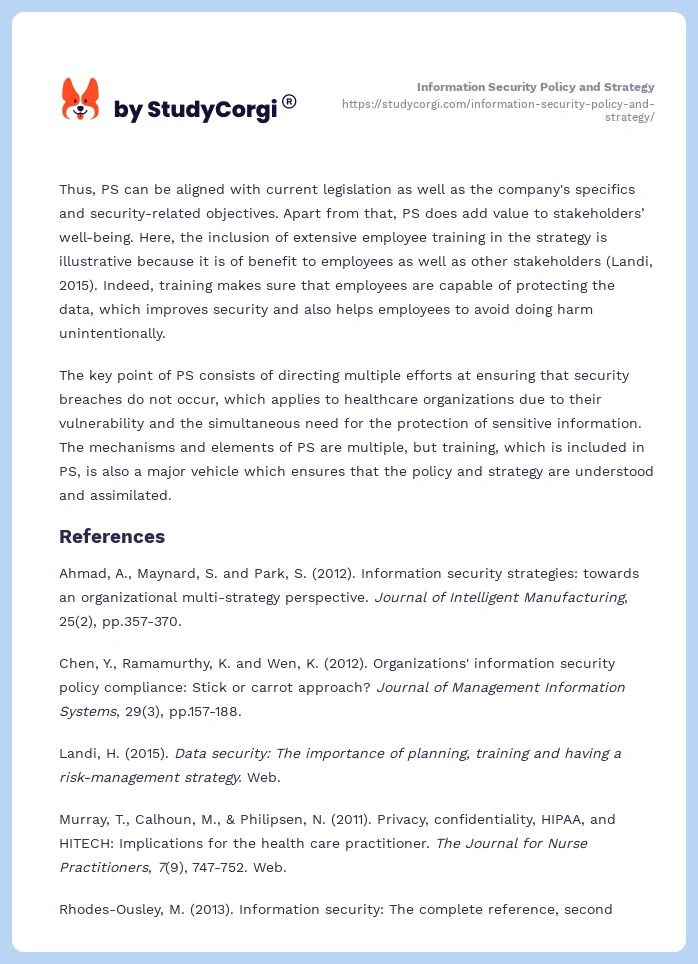 Information Security Policy and Strategy. Page 2