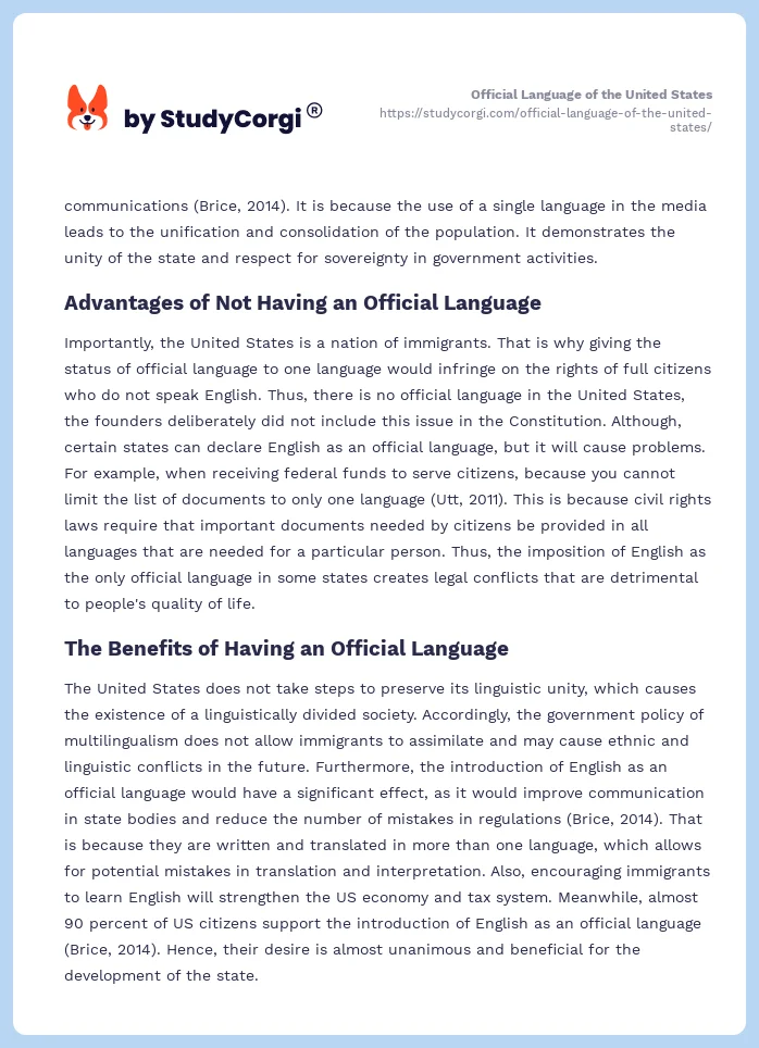 Official Language of the United States. Page 2