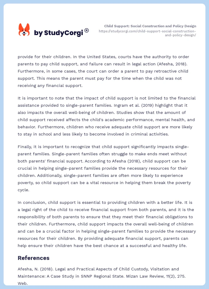 Child Support: Social Construction and Policy Design. Page 2