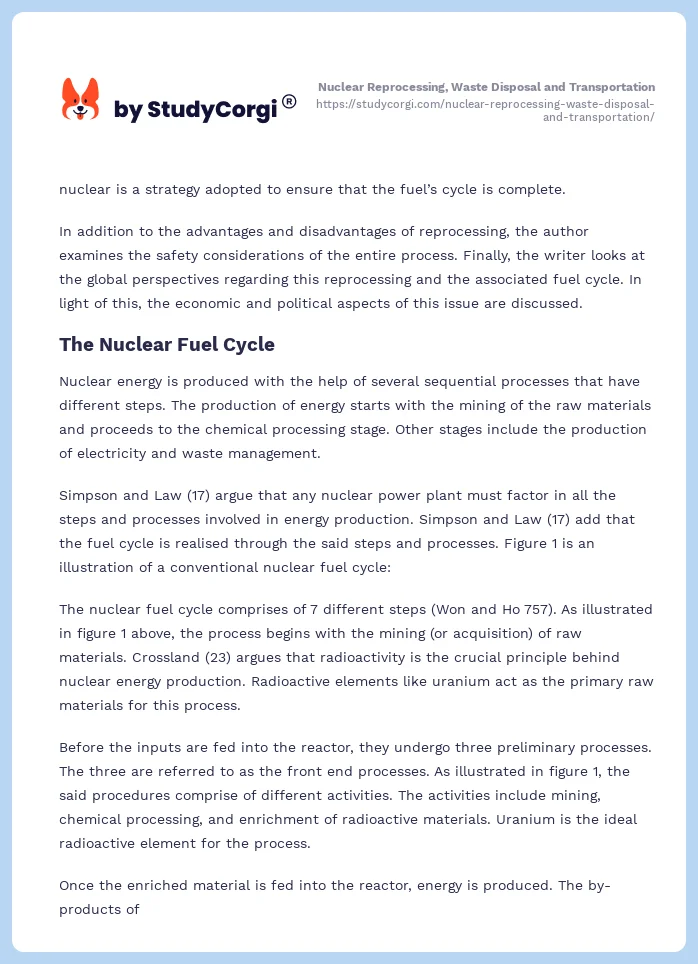 Nuclear Reprocessing, Waste Disposal and Transportation. Page 2