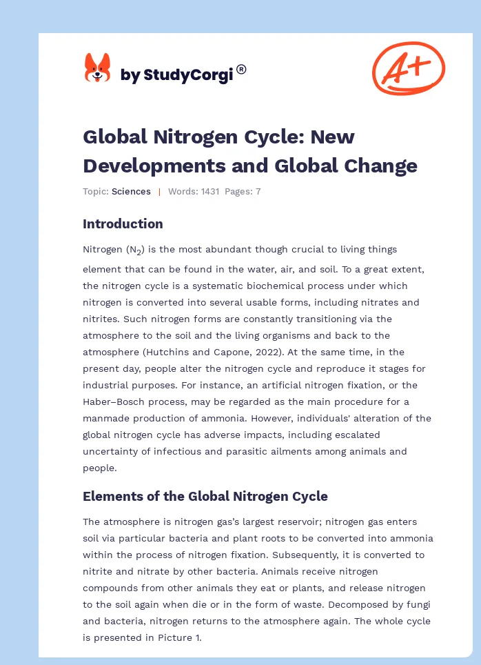 Global Nitrogen Cycle: New Developments and Global Change. Page 1
