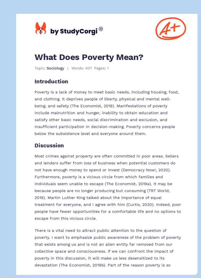 What Does Poverty Mean?. Page 1