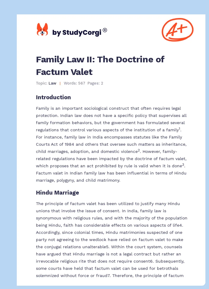 Family Law II: The Doctrine of Factum Valet. Page 1