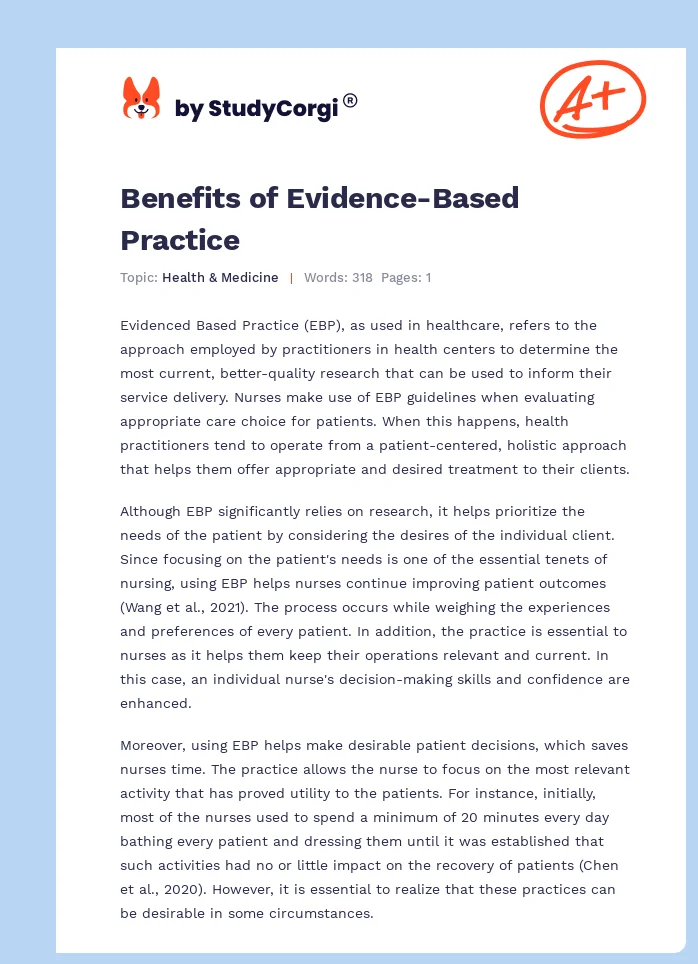 Benefits of Evidence-Based Practice. Page 1