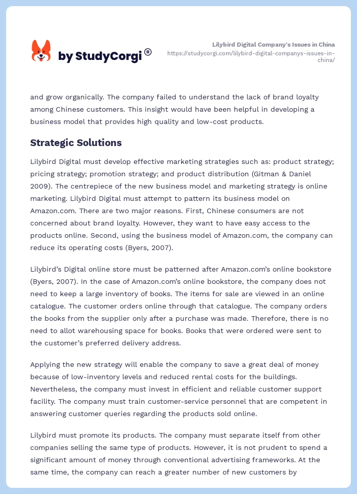 Lilybird Digital Company's Issues in China. Page 2
