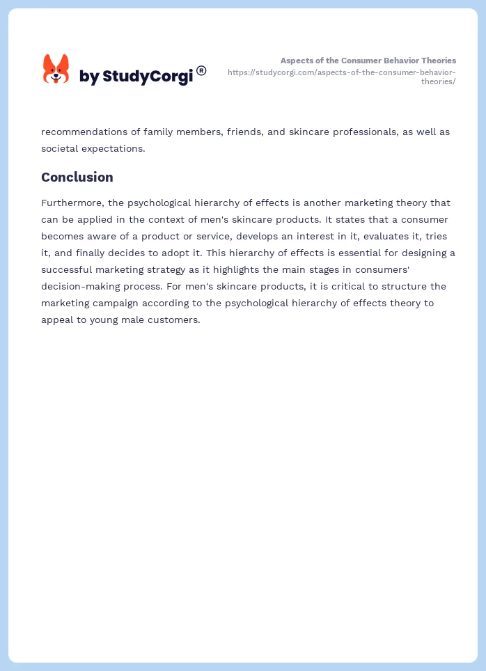 Aspects of the Consumer Behavior Theories. Page 2