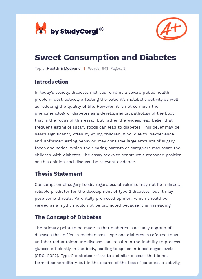 Sweet Consumption and Diabetes. Page 1
