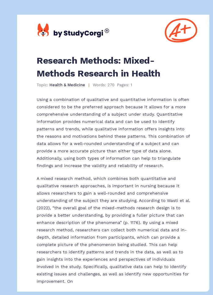 Research Methods: Mixed-Methods Research in Health. Page 1