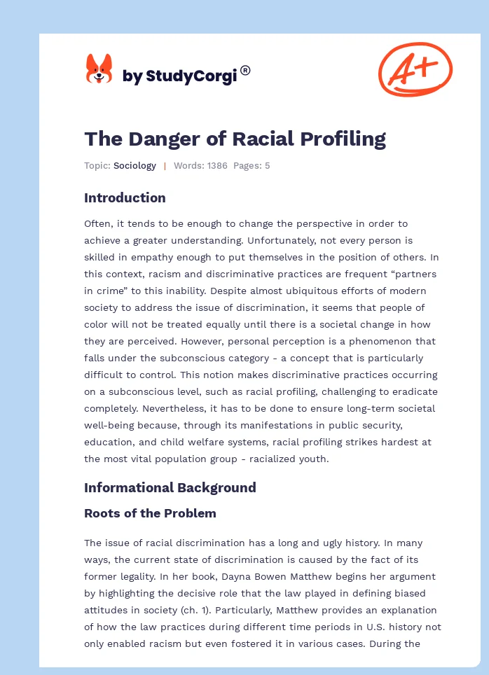 The Danger of Racial Profiling. Page 1