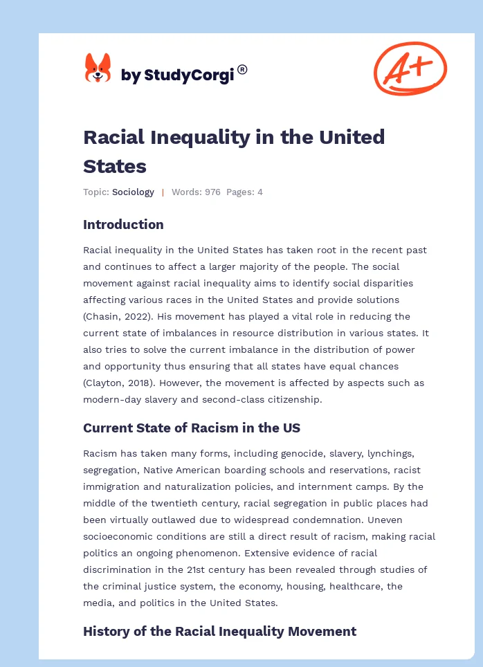 Racial Inequality in the United States. Page 1