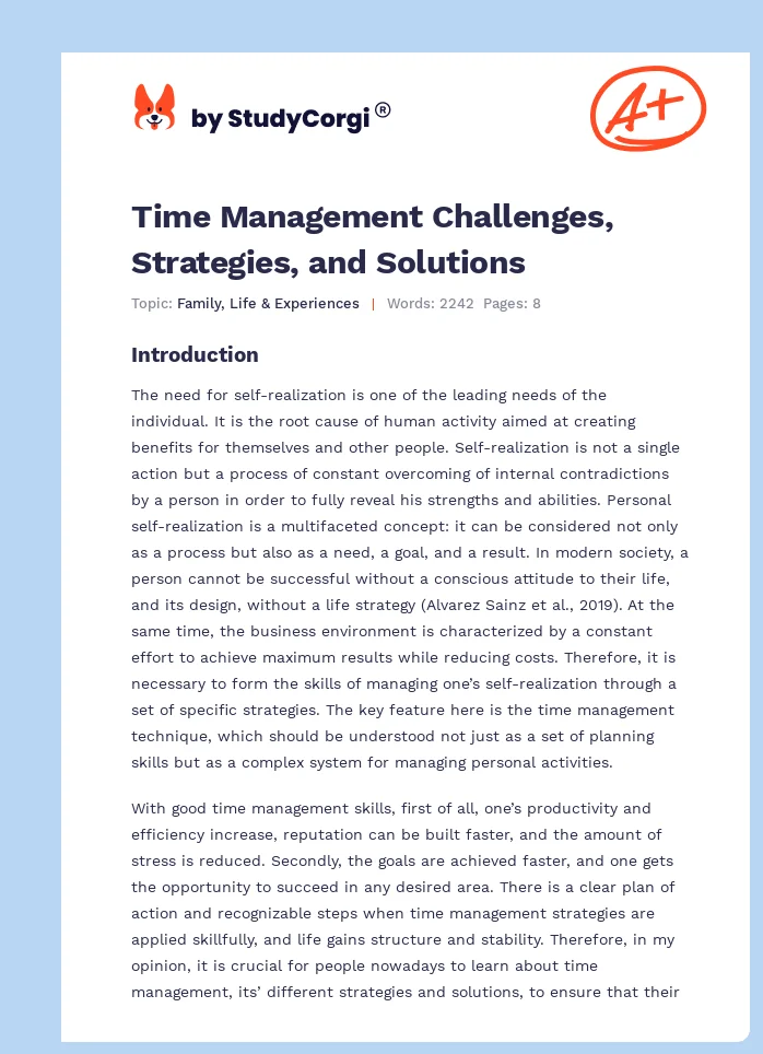 Time Management Challenges, Strategies, and Solutions. Page 1