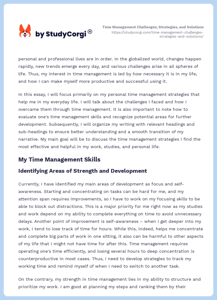 Time Management Challenges, Strategies, and Solutions. Page 2