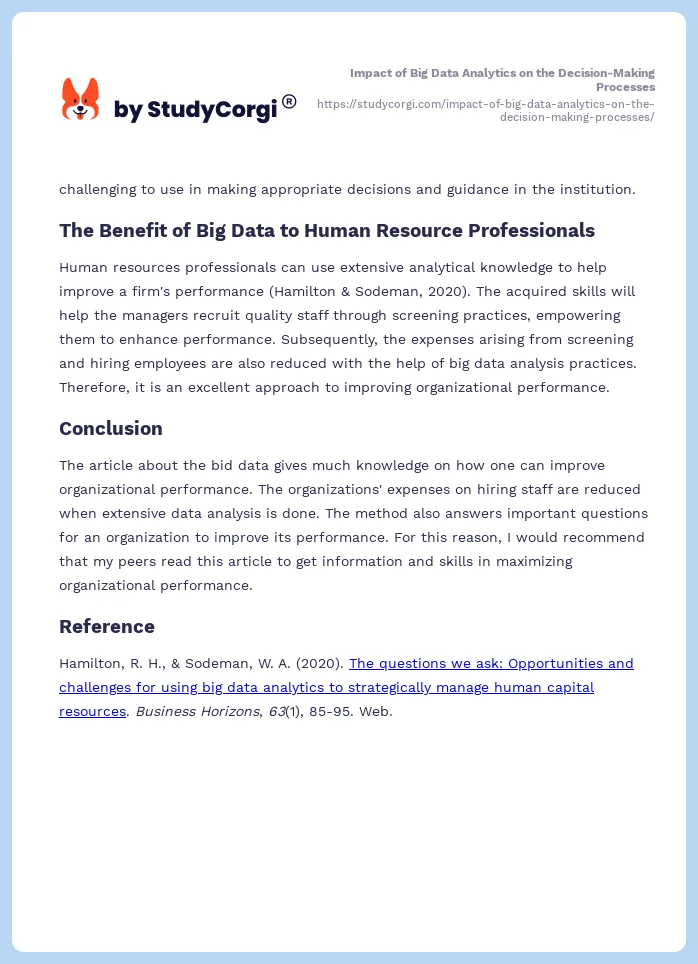 Impact of Big Data Analytics on the Decision-Making Processes. Page 2
