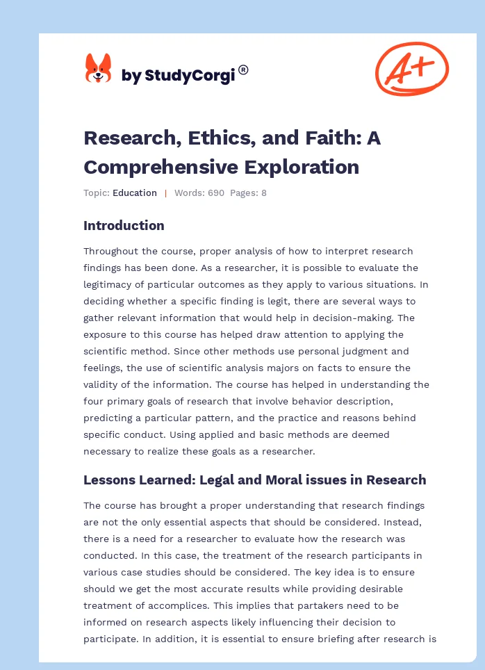 Research, Ethics, and Faith: A Comprehensive Exploration. Page 1