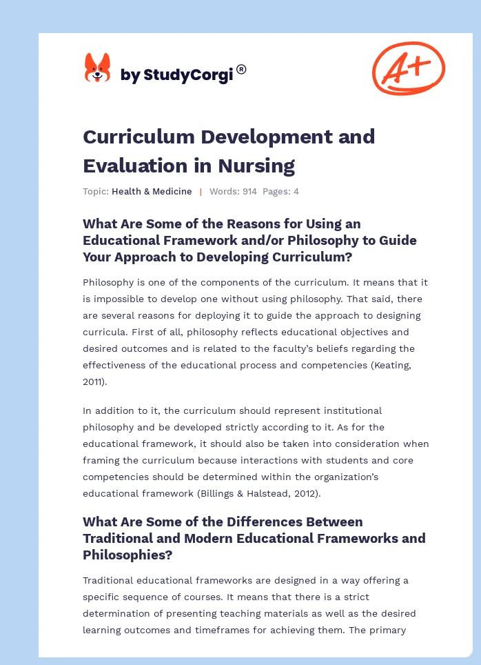 Curriculum Development and Evaluation in Nursing. Page 1