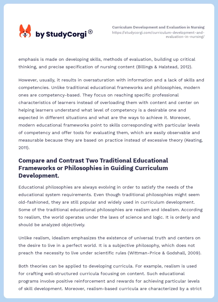 Curriculum Development and Evaluation in Nursing. Page 2