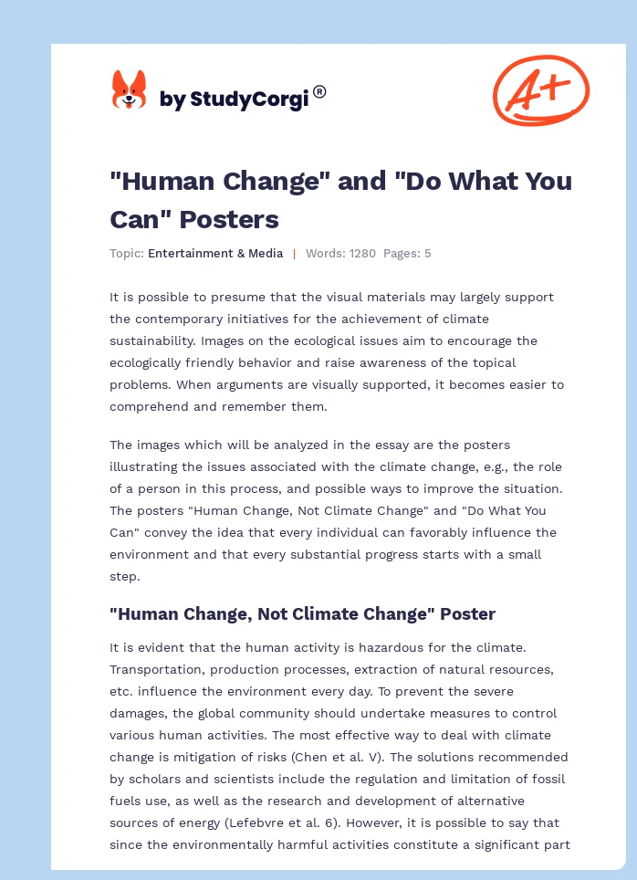 "Human Change" and "Do What You Can" Posters. Page 1